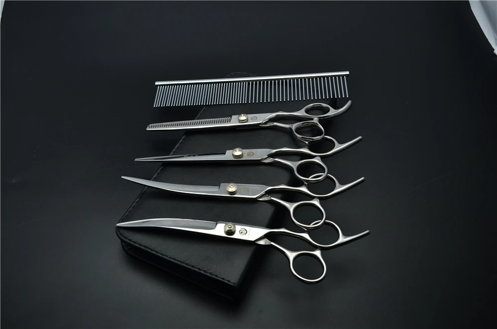 6.0 Inch Professional Hair Hairdressing Scissors Set - 5Pcs Suit with Comb, Cutting Shears, Thinning, and Up&Down Curved Shears Z3001 - 17.5cm image 5
