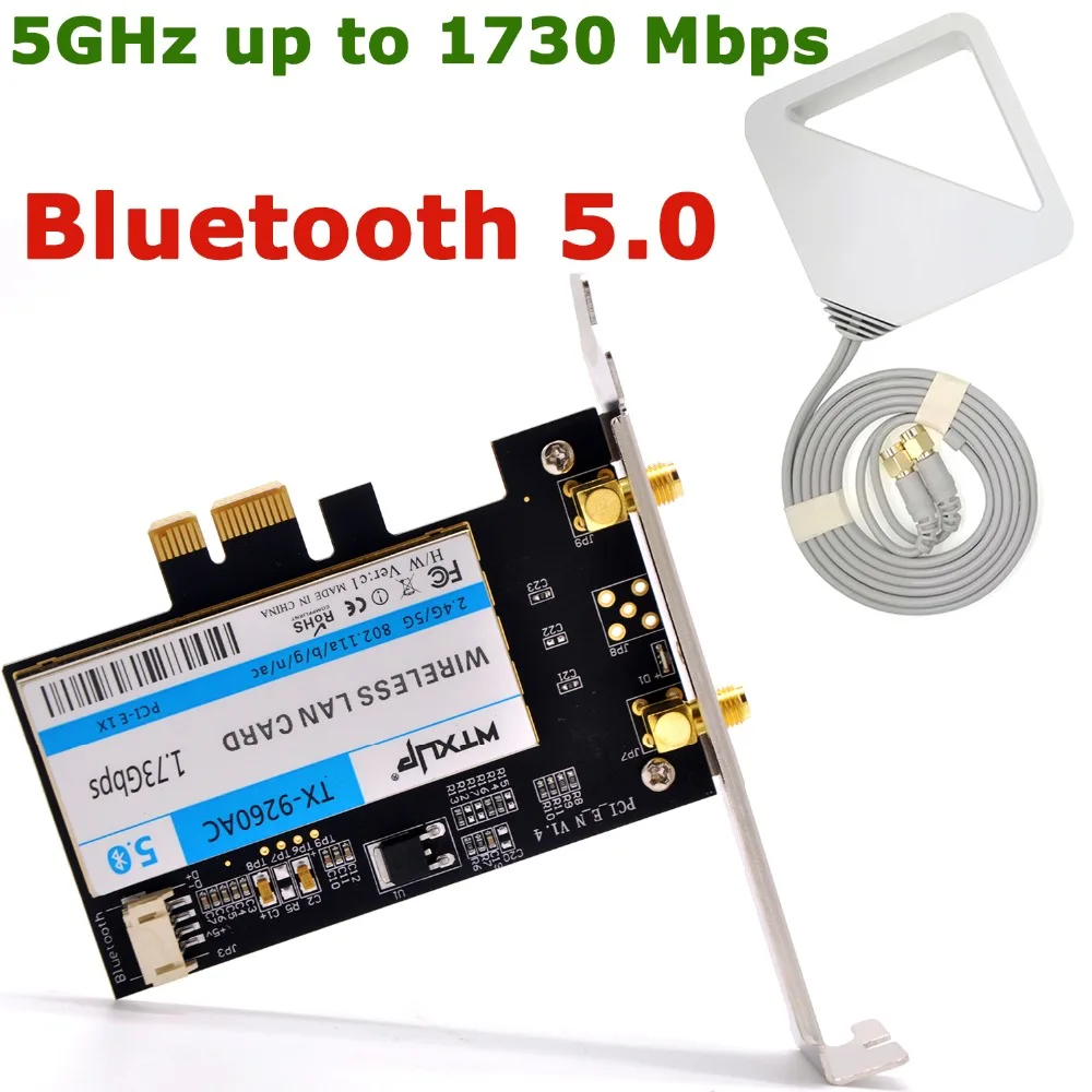 WTXUP беспроводной AC 9260 802.11ac 1730 Мбит/с Настольный PCi e Wi Fi адаптер + Bluetooth 5 0 для Intel 9260ac