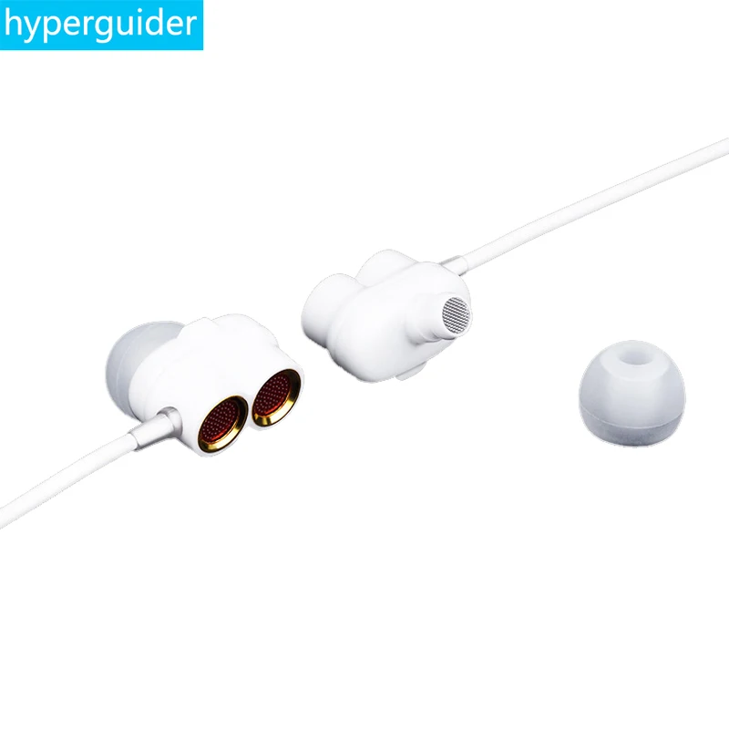 hyperguider Dual Dynamic Earphone in Ear with MIC Controller Deep Bass Stereo HIFI for Xiaomi Huawei Meizu iPhone | Электроника