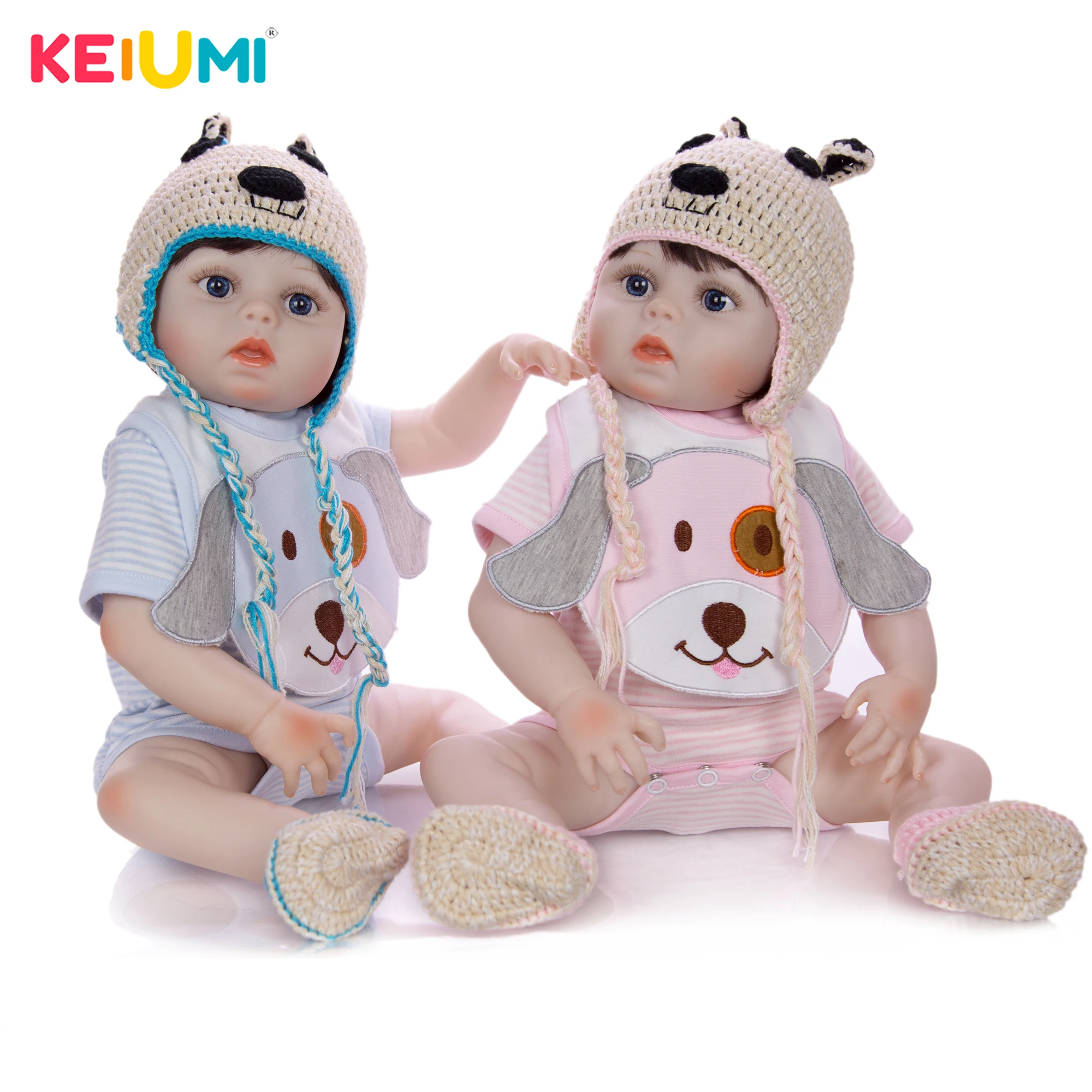 KEIUMI ручной работы 19 дюймов Reborn Baby Doll близнецов Реалистичная полный силиконовые