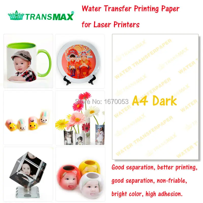 Free Shipping 20 Sheets Colorful Products A4 Dark Laser Printer Slide Decal Water Transfer Printing Paper | Инструменты