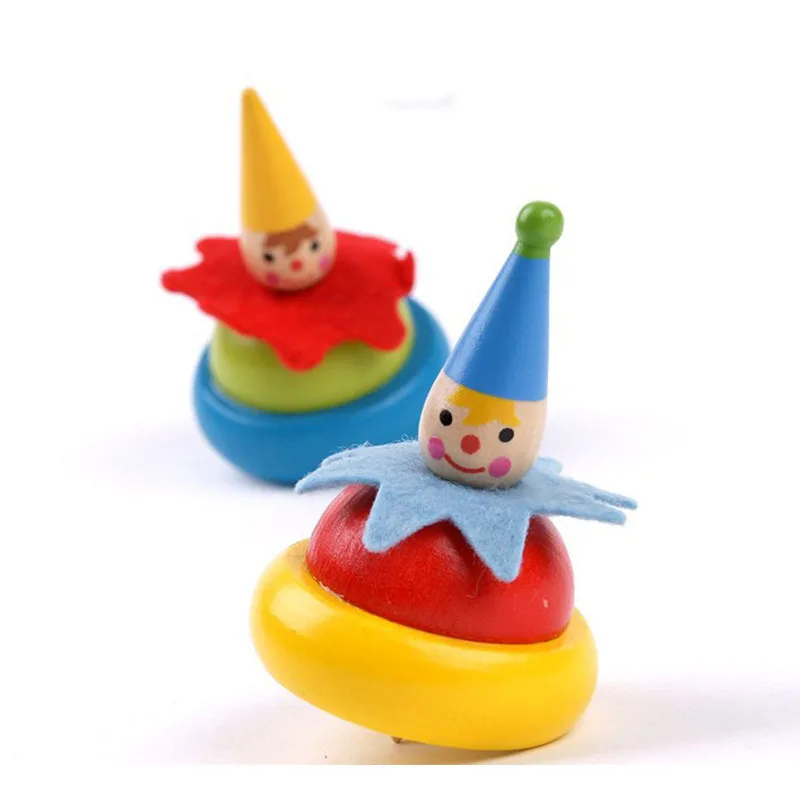 Традиционные деревянные вращающиеся супер милые Клоун гироскоп ностальгические