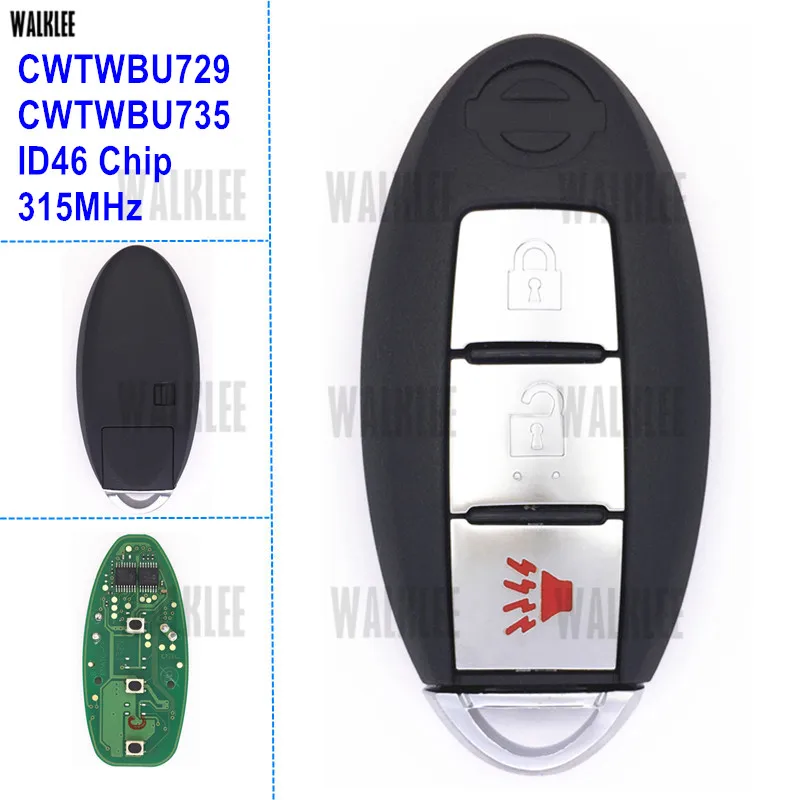Умный дистанционный ключ WALKLEE для Nissan Altima Maxima Sentra Teana Tiida Sunny FCC ID: CWTWBU729 или