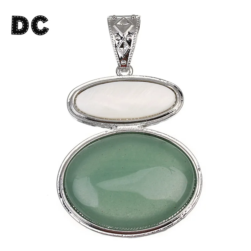 DC 1 шт. винтажная большая дыра зеленый белый корпус натуральный овальный камень