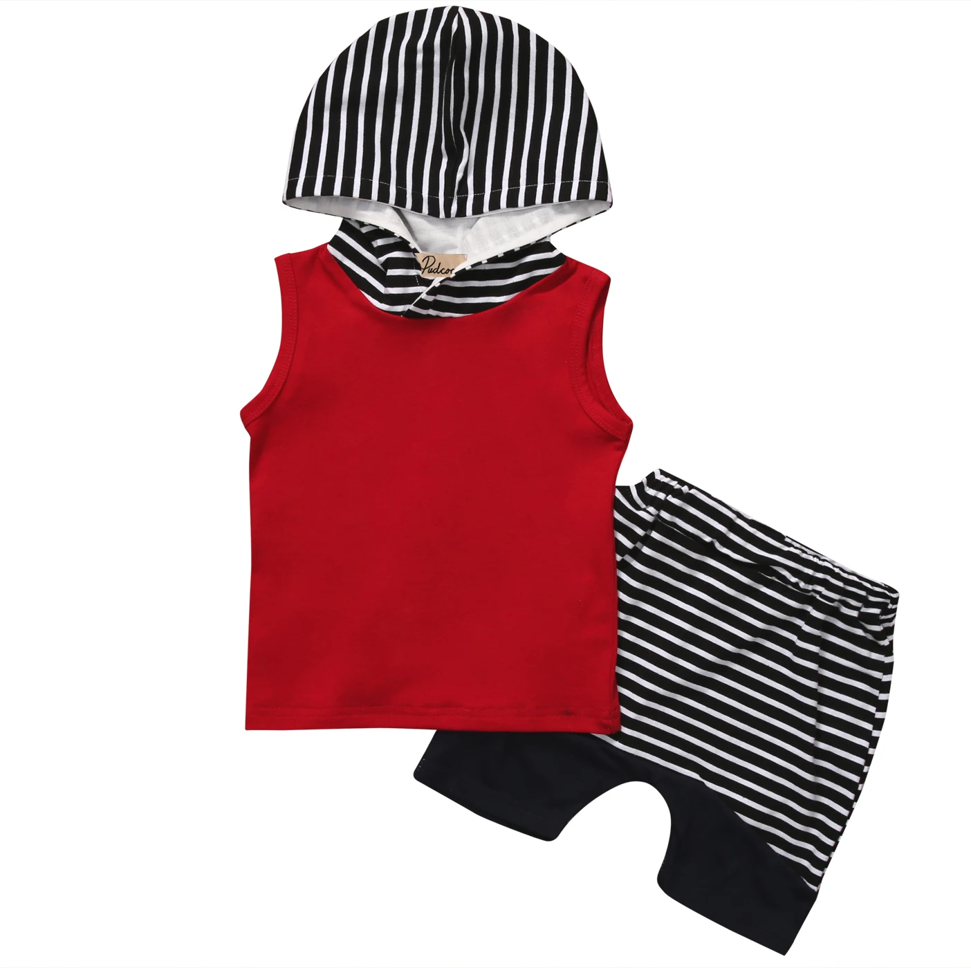 

Hi Hi Baby Store Toddler Kids Baby Boy Striped Sleeveless Vest + Short Striped Pants 2pcs Cotton Outfits