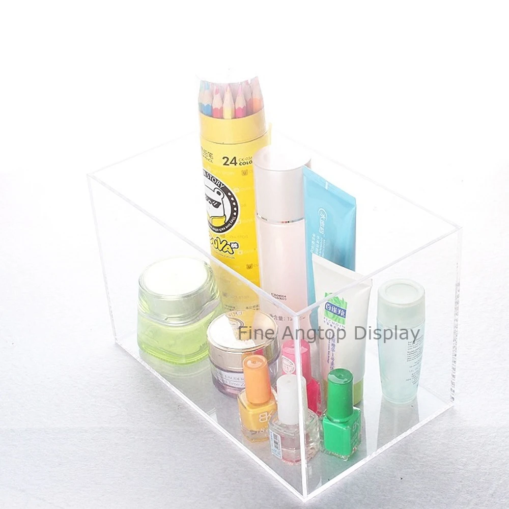 Acrylic 5 Sided Jewelry Makeup Display Box Without Lid