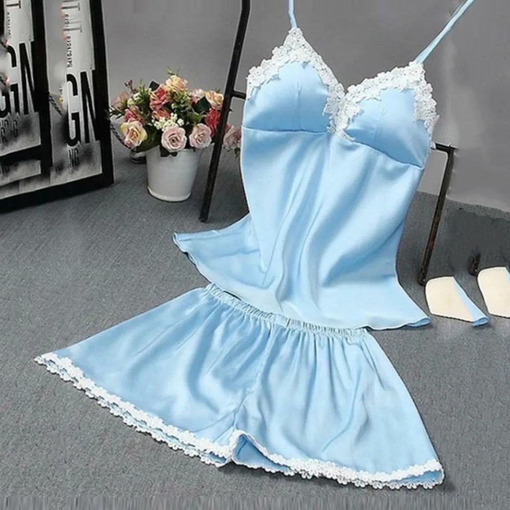 Лидер продаж 2 шт. кружевное белье летняя женская ночная рубашка ночное комплект