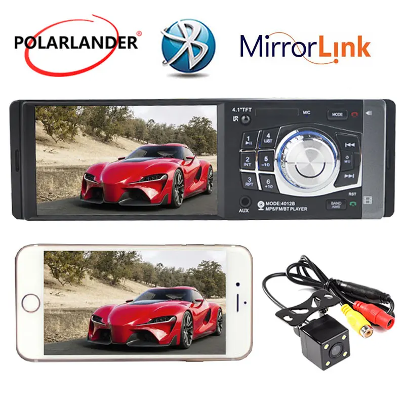 Autoradio radio cassette player Car Radio FM 4.1 Inch USB Steering Wheel Control 1 Din Bluetooth MP5 Auto Audio Stereo | Автомобили и