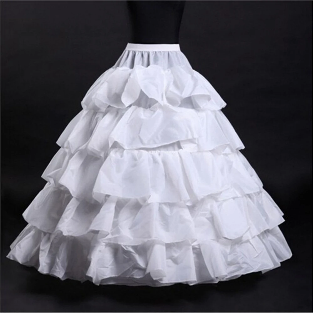 

Brand New Petticoats with Ruffles White/Black/Red Ball Gown 4 Hoops 5 Layers Slip Underskirt Crinoline For Wedding/Formal Dress