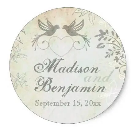 

1.5inch Vintage Love Birds Wedding Favor Stickers Seals