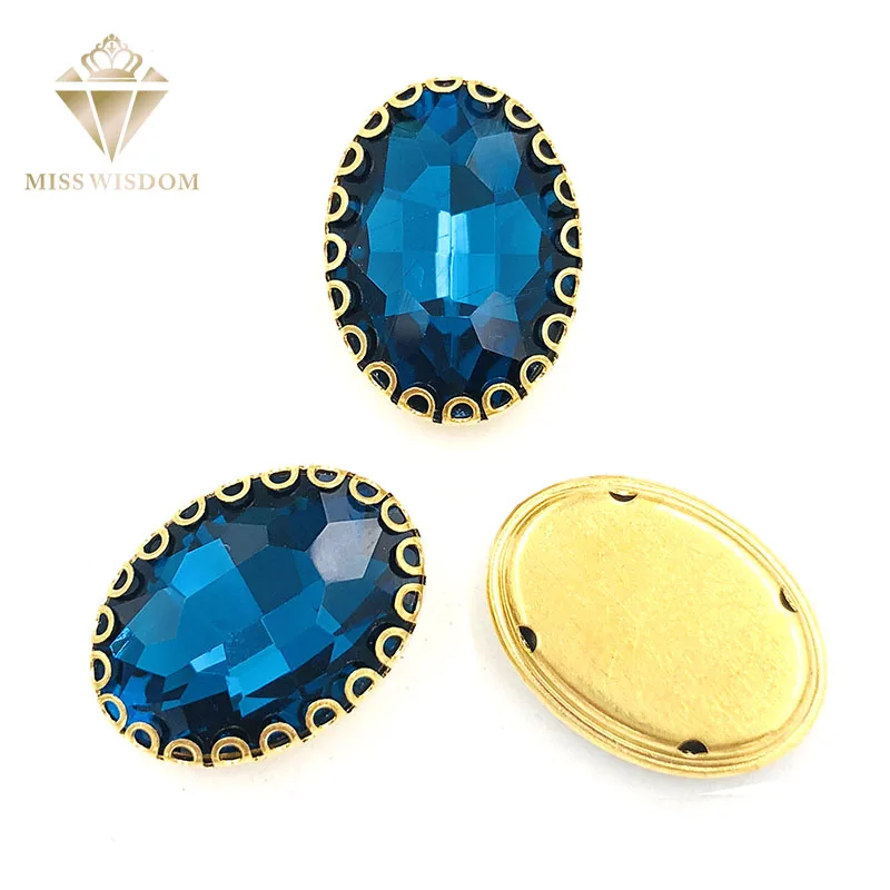 Павлин синий овальный стеклянный хрусталь пришить Стразы Золотой низ кружевная
