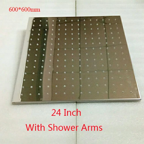 600mm(24 Inch) Большой SPA douche светодиодный светильник негабаритная квадратная душевая головка 40/31 дюймов дождевая водосберегающая душевая головка Одиночная хромированная soffione doccia - Цвет: 600mm(24 Inch)