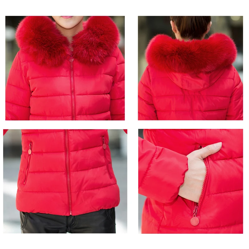 

Nice Big Size 7XL Women Winter Hooded Collar Coat Female Outerwear Parka Ladies Thick Warm Short Jacket Slim Jaqueta Feminina