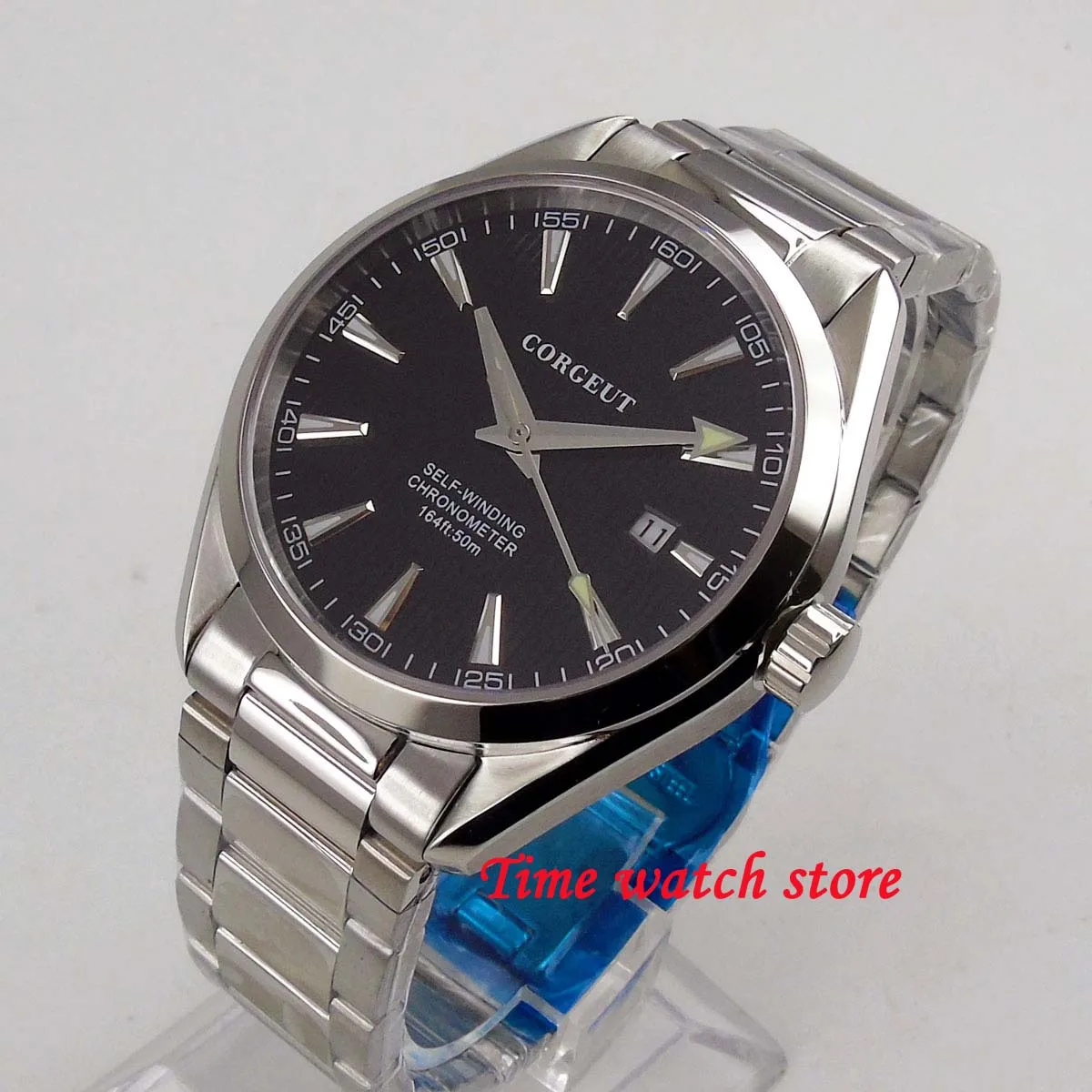 Black 2 Standard 41mm Corgeut Miyota 8215 5ATM automatic men's watch steel Polished date luminous sapphire glass - Цвет: Black 2 Standard