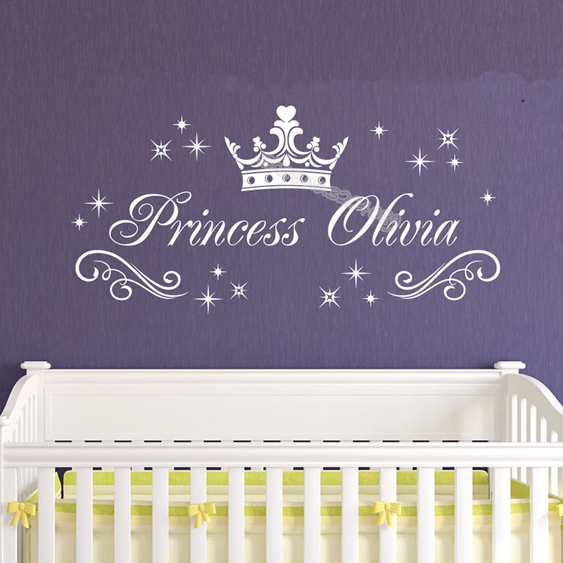 Красивая наклейка на стену с короной и принцессой украшение множеством
