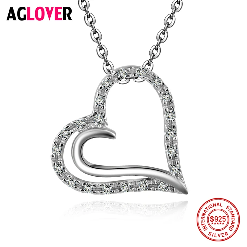 

Love Pendant Necklace 100% Silver Charm Heart Necklace Woman Luxury 925 Silver Jewelry