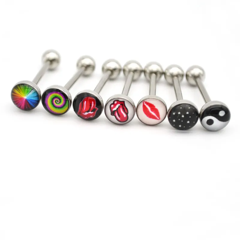 

Straight Tongue Bar Ring Screw Ball Tongue Barbell Piercing Nipple Bar 316L Stainless Steel Red Tongue 14G Wholesale Body