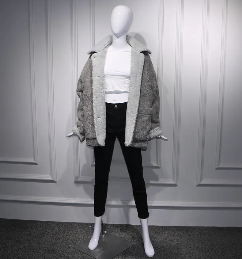 Теплые Oversize Мех Ягненка Пальто Для женщин 2018 осень зима Свободные толстый хлопок
