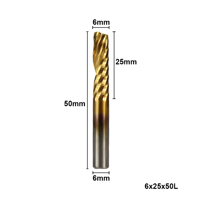 1pc 6x25x50mm XCAN 1 шт. 6 мм хвостовик Карбид спиральная Концевая фреза с титановым покрытием одна флейта фреза 1 Флейта ЧПУ гравировальная Концевая фреза - Длина режущей кромки: 1pc 6x25x50mm