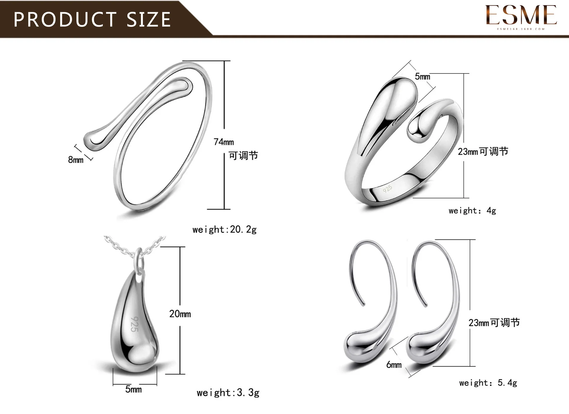 Luxury 925 Sterling Silver Jewelry Sets Water Drop Tears Necklace+Earrings+Bracelet+Ring for Women Gift Xmas Jewelry Para Mujer