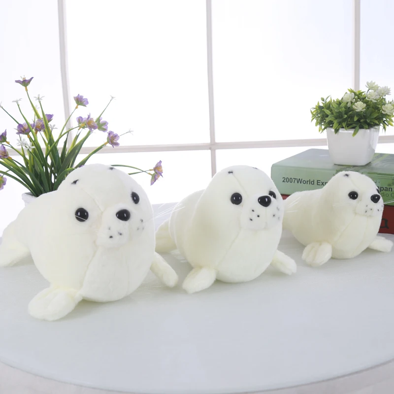 

Candice guo! plush toy cute cartoon animal papa seal white sea dog sea lion stuffed doll kids girls birthday Christmas gift 1pc