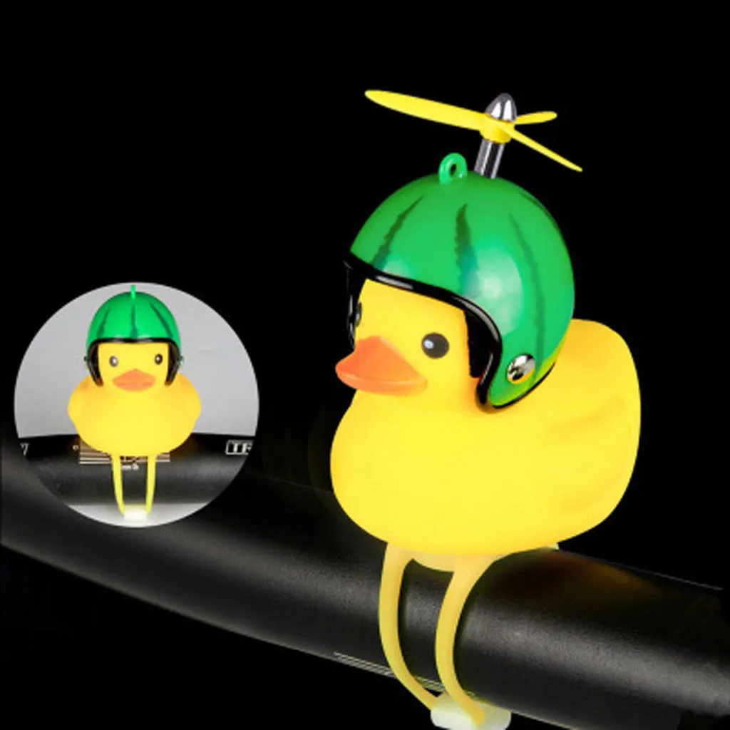1pc Cartoon Yellow Silica Little Duck Helmet Head Bicycle Light Shining Mountain Bike Handlebar Bell Accessories | Спорт и