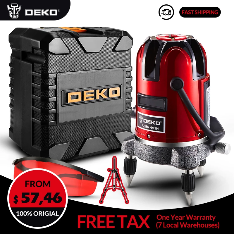 DEKO LL58T точки красный лазер леверл самонивелирующийся 360 градусов Мульти режим 5