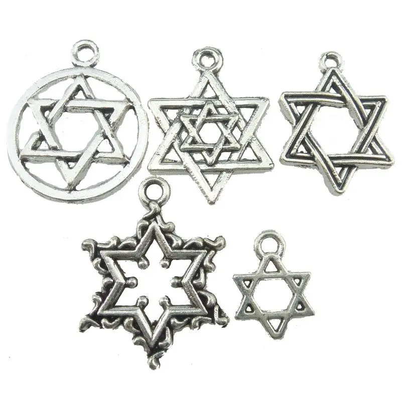 5 шт./лот подвески из сплава шестигранный Давид звезды шестиконечная звезда