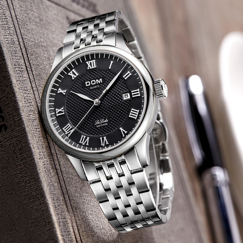 DOM мужские часы лучший бренд класса люкс кварцевые повседневные стальные