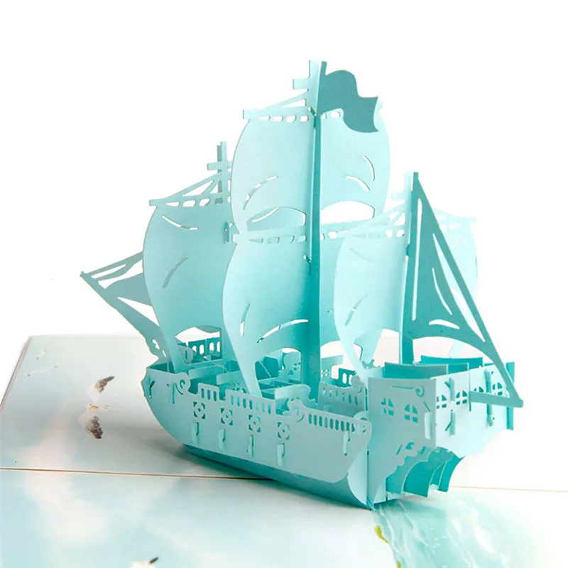 3D лазерная резка ручная работа красочное покрытие небесно-голубая лодка