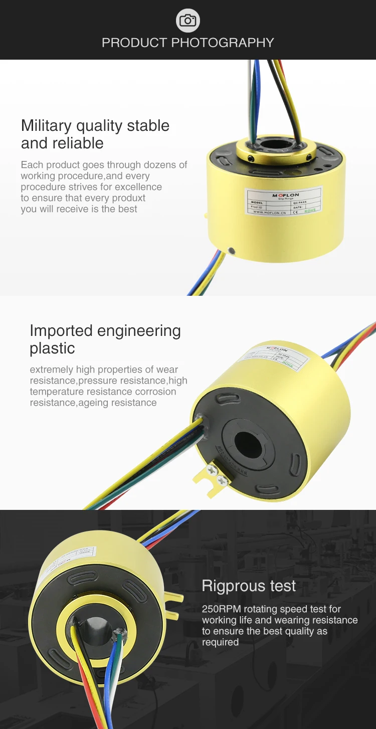 MOFLON 4 провода 10A 1 канал 1000 м ethernet скольжения кольца с RJ45 поворотный разъем