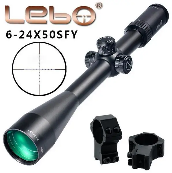 with dovetail rings LEBO BJ 6-24X50SFY первая фокальная плоскость винтовка прицел Боковая регулировка параллакса Mil-dot стекло Выгравированный охотничий прицел Тактический стрелковый прицел - Цвет: with dovetail rings