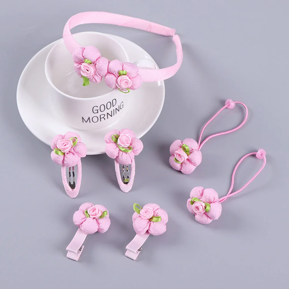 7pcs\set Girls Cute Hair Accessories Flower Headbands Solid Hairpins Barrettes Clip Hairgrips Headwear for Kids Children| |