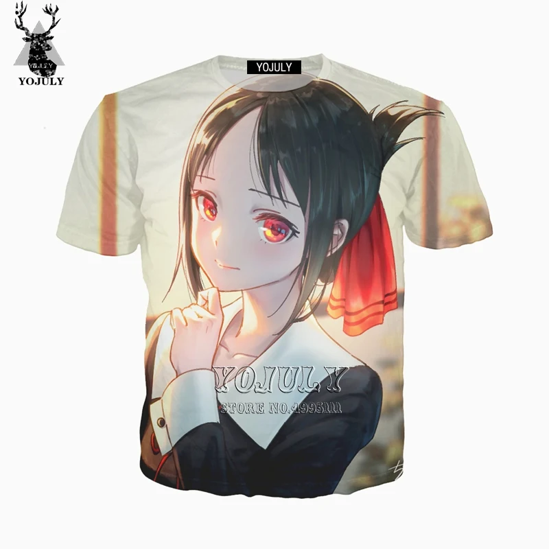 YOJULY/хит продаж 3D принт аниме Kaguya sama Love Is War милая Повседневная Футболка Harajuku с