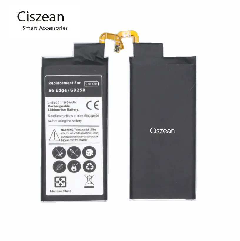 Ciszean 1x3030 mAh EB BG925ABE запасной литий полимерный аккумулятор для Samsung Galaxy S6 Edge G9250 G925F