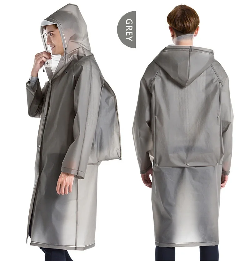 Gray Long Raincoat Кемпинг Походное пончо водонепроницаемые куртки для мужчин Открытый ветрозащитный Путешествия длинный непромокаемый плащ EVA непромокаемая одежда с капюшоном с рюкзаком положение - Цвет: Gray Long Raincoat