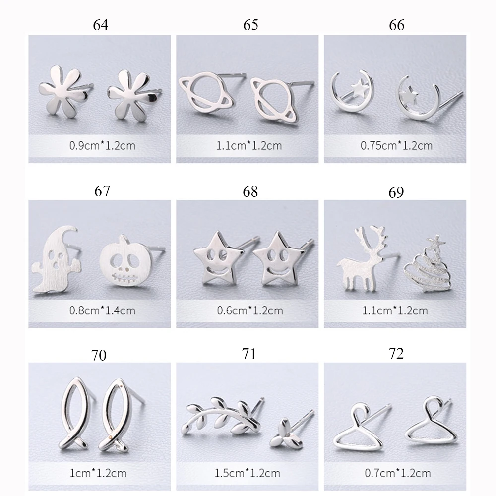 

XIYANIKE Hot Sale Cute Animal Stud Earrings 925 Sterling Silver Ear Needle Simple Fashion Geometry Earrings For Women Gift 55-72