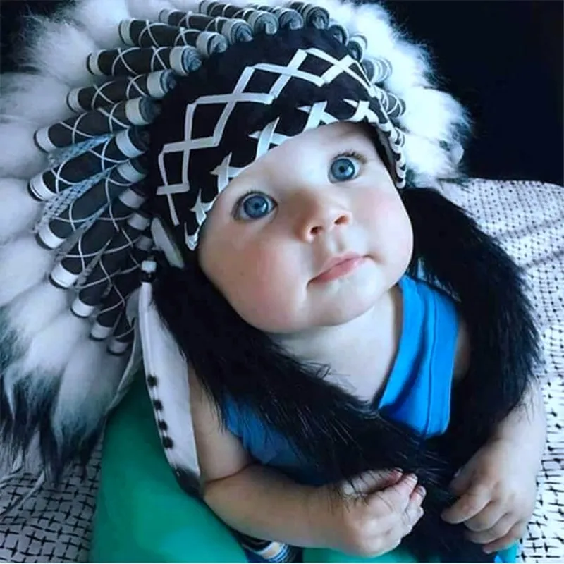 Шапка с перьями для мальчиков и девочек 1-8 лет | Детская одежда обувь
