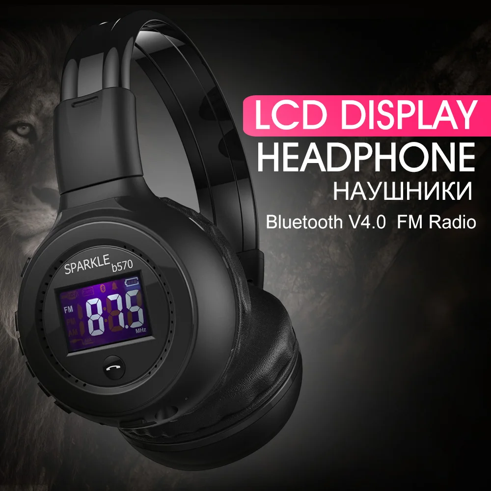 Беспроводная гарнитура + FM-радио Bluetooth ЖК-экран складной микрофон с поддержкой