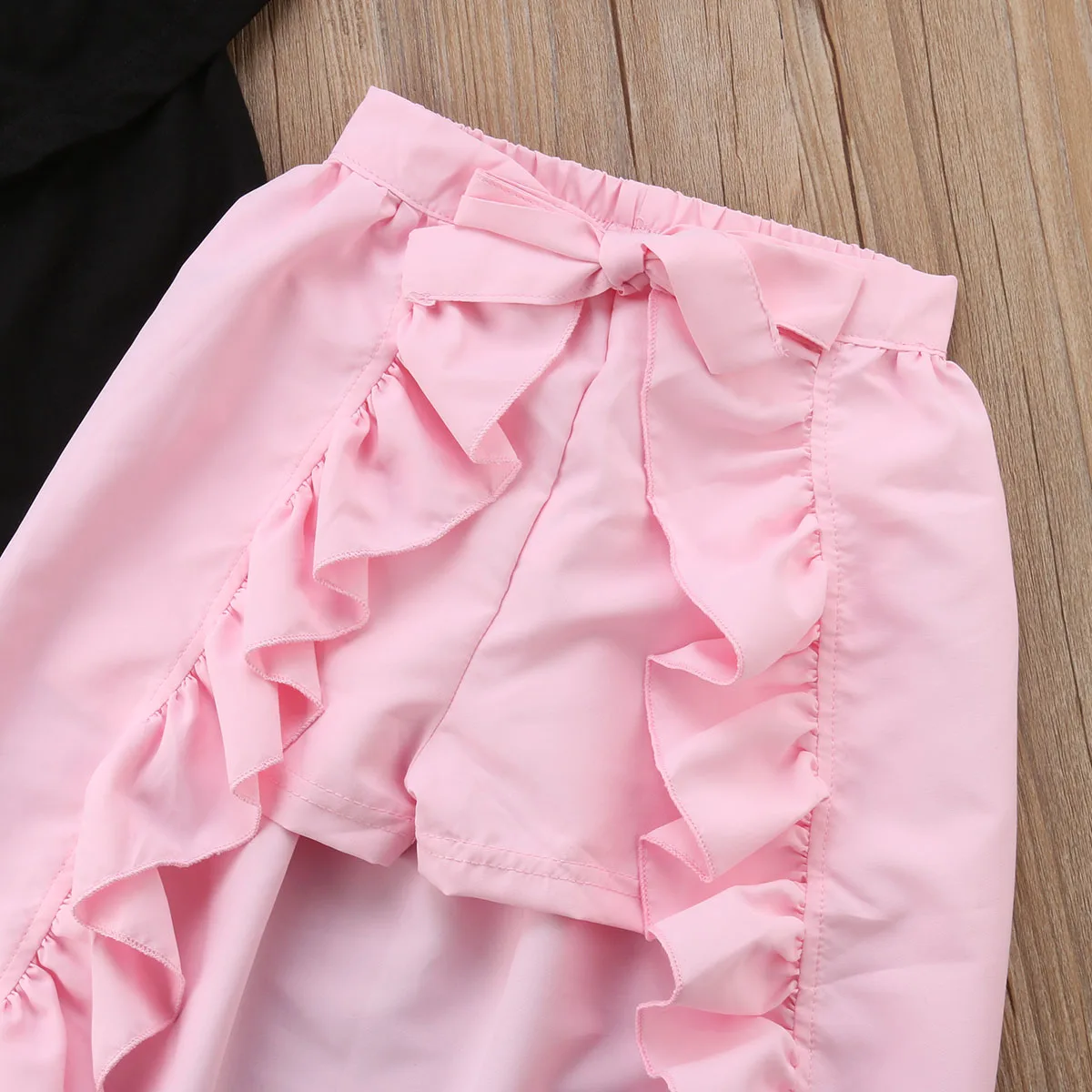3 Pcs 2 Colors Toddler Baby Girl Kid Summer Off Shoulder Ruffle Asymmetrical Stylish Dress T-shirt Top+Shorts Pants Clothes Sets