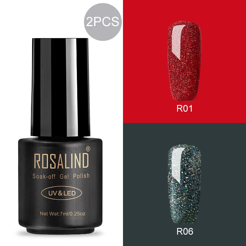 RA-2GELS-12 ROSALIND 7 мл УФ гель лак для ногтей Набор для маникюра дизайн ногтей полуперманентный гель-лак лак Гибридный Soak Off Гель-лак белый праймер - Цвет: RA-2GELS-12