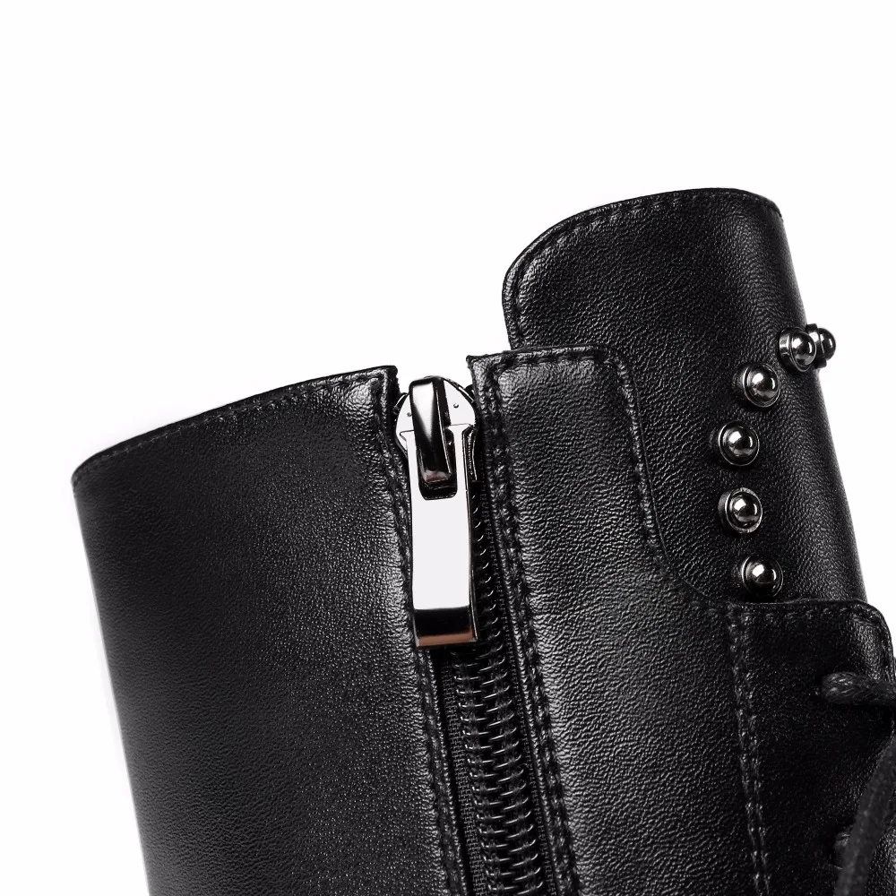 Арден фуртадо Мода 2017 зимние женские ботильоны на шнуровке натуральная кожа