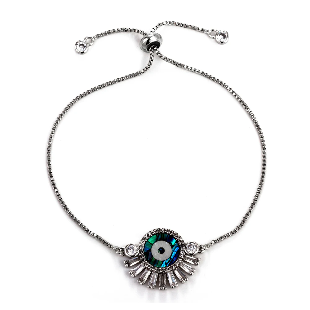 Evil Eye Micro Pave Shell Charms Bracelets For Women Men Zircon Copper Bracelet Jewelry Adjustable Gifts EY5311 | Украшения и