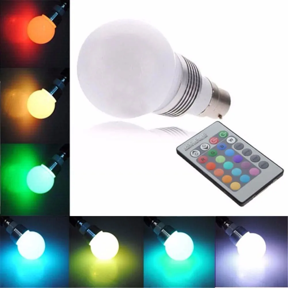 B22 3W 16 изменение цвета RGB светодиодный светильник штыковая лампочка пульт