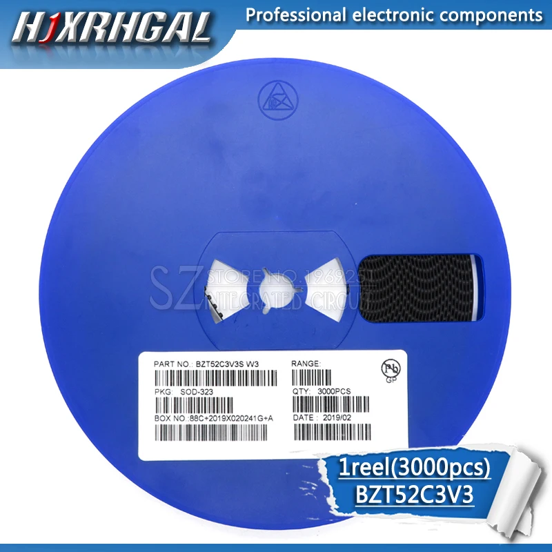 1 катушка 3000 шт стабилитрон BZT52C3V3 BZT52C SOD 323/123 W3 SMD диод новое и оригинальное