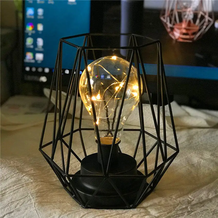 Ретро цветной Железный Лофт Deskt лампа Декор настольная ночник лампа Edison лампа USB спальня прикроватная батарея настольная лампа подарок - Цвет абажура: 7