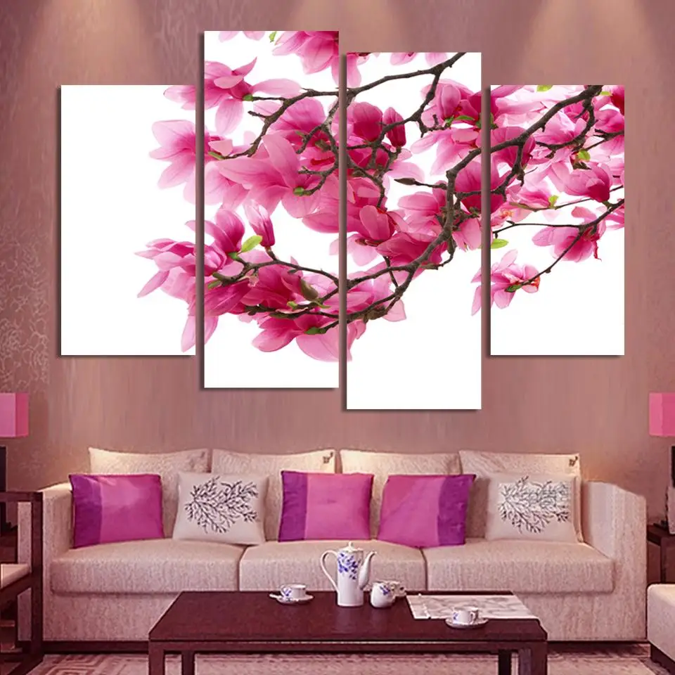 4 панели HD цветы холст картина настенные картины для гостиной печать Cuadros Decoracion