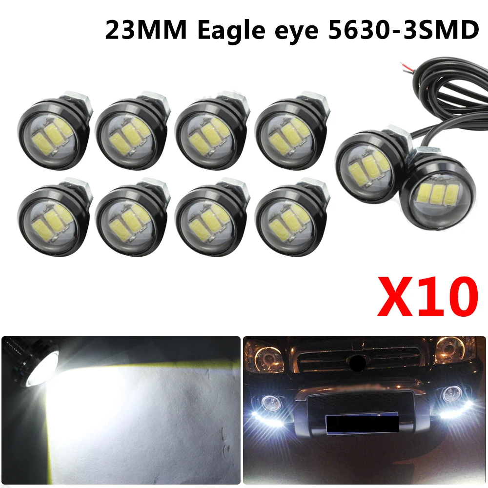 10 шт. 23 мм светодиодный фонарь Eagle Eye 3 чипа 5730 SMD DRL дневные ходовые огни 12 В