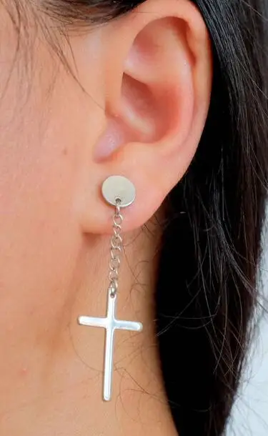 Серьги-гвоздики мужские из нержавеющей стали Длинные круглые ювелирные