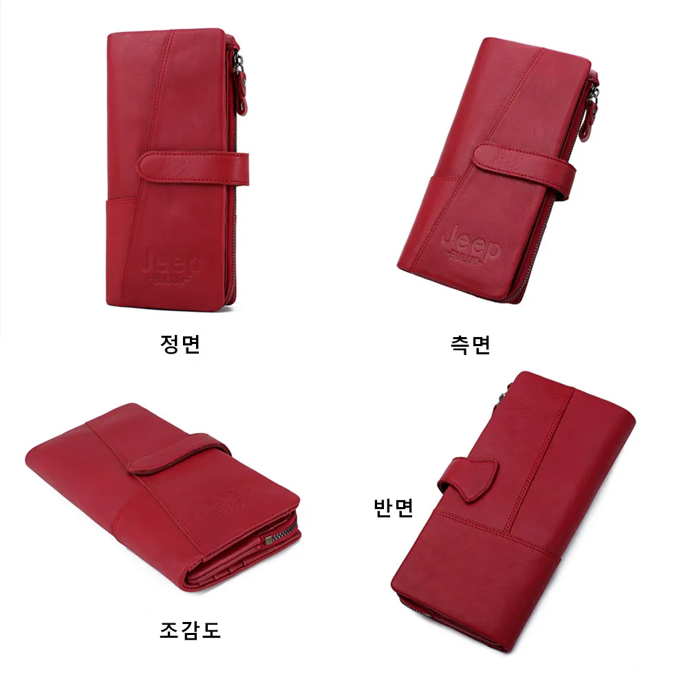JEEP BULUO Brand Women Wallets Genuine Leather Zipper Coin Purse Fashion Long Red Wallet Large Capacity Clutch Bag Lady Rfid | Багаж и